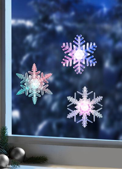 Upplysta 3D-sn&ouml;flingor, set om 3 