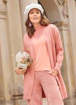 Lång kofta med instickade fickor ROSÉ MELERAD