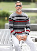 Trendig rundhalsad tr&ouml;ja i 2 f&auml;rger GRAU-SCHWARZ-ROT