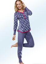 Pyjamas, långa ärmar med knappslå och muddar IRIS FÄRGRIK
