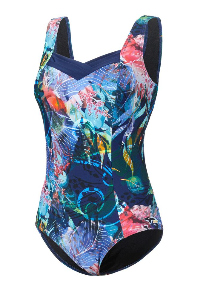 Laurina baddr&auml;kt med f&auml;rgglad tryckdesign och halvkorsett 