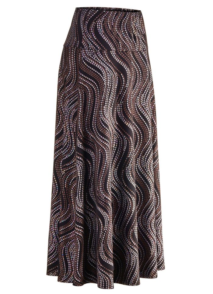 Kjol med ett elegant, skimrande glansigt tryck 