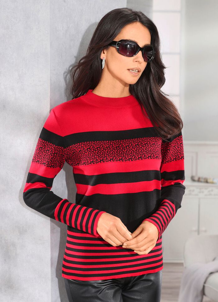 Tröja i en blandning av randiga mönster RÖD-SVART