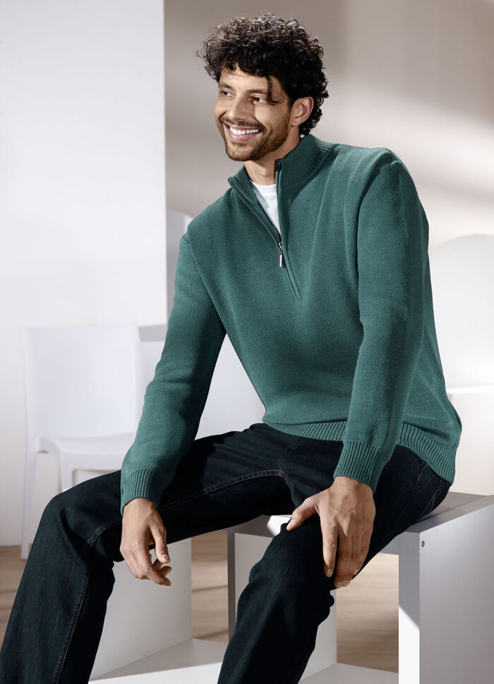 Enfärgad tröja med ståkrage i 3 färger BENSIN