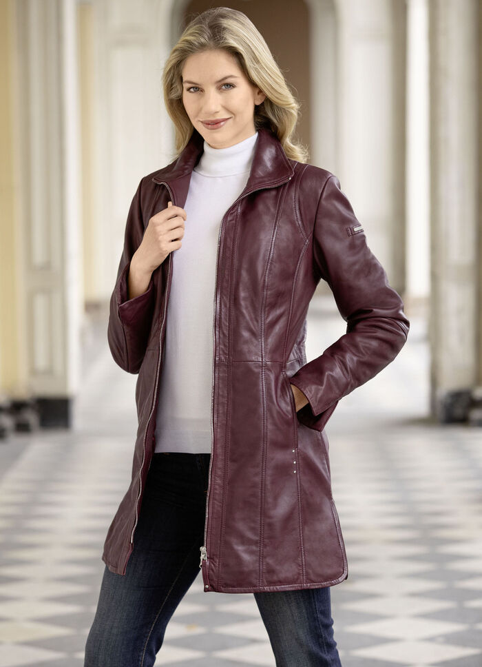 Kort läderkappa från “Cabrini” BORDEAUX