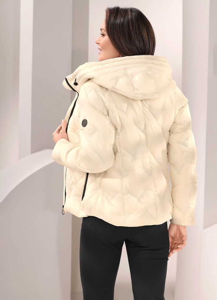 Dunjacka med fast huva 