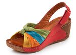 Gemini, trendiga damsandaler, bredd G, med justerbart kardborreband ROT-BUNT