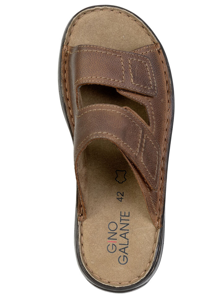 GINO GALANTE, klassiska herrslippers, med kardborrekn&auml;ppning COGNAC