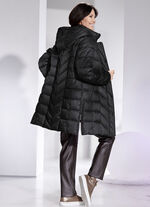 Kort kappa med avtagbar huva SVART