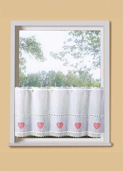 Kort rullgardin med makraméfinish och stångficka 