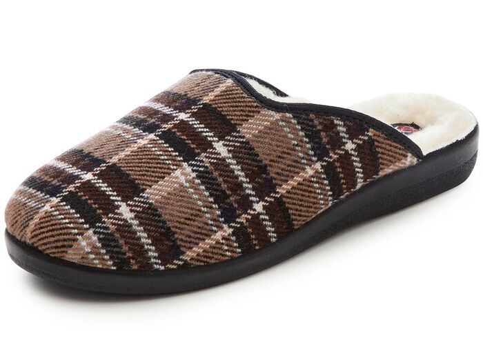 Tvåpack, fodrade herrtofflor, med ull 1XBRUN,1XBLÅ