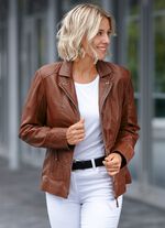 Kort skinnjacka fr&aring;n "Cabrini" MITTELBRAUN