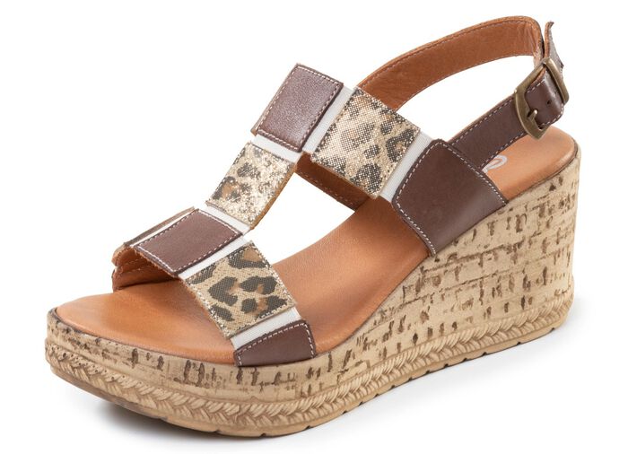 Gemini, trendiga damsandaler, bredd G, tillverkade av l&auml;der 