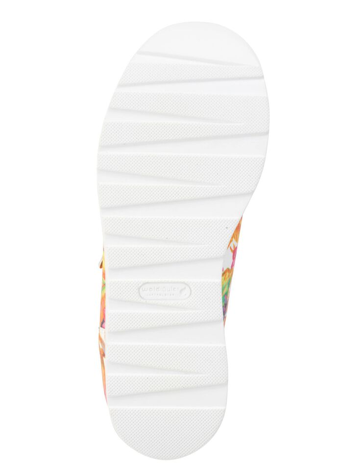 Waldl&auml;ufer sneakers gjorda av bestruket, blommigt textilmaterial VIT-F&Auml;RGGLAD