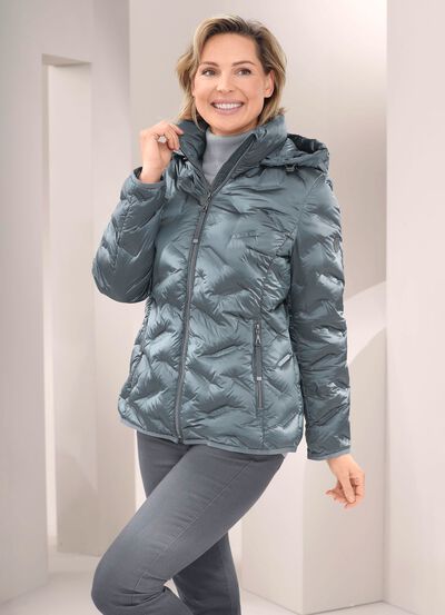 Dunjacka med avtagbar huva 