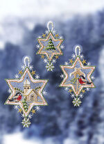 Fönsterbildstjärnor, set om 3, gjorda av Plauenspets 