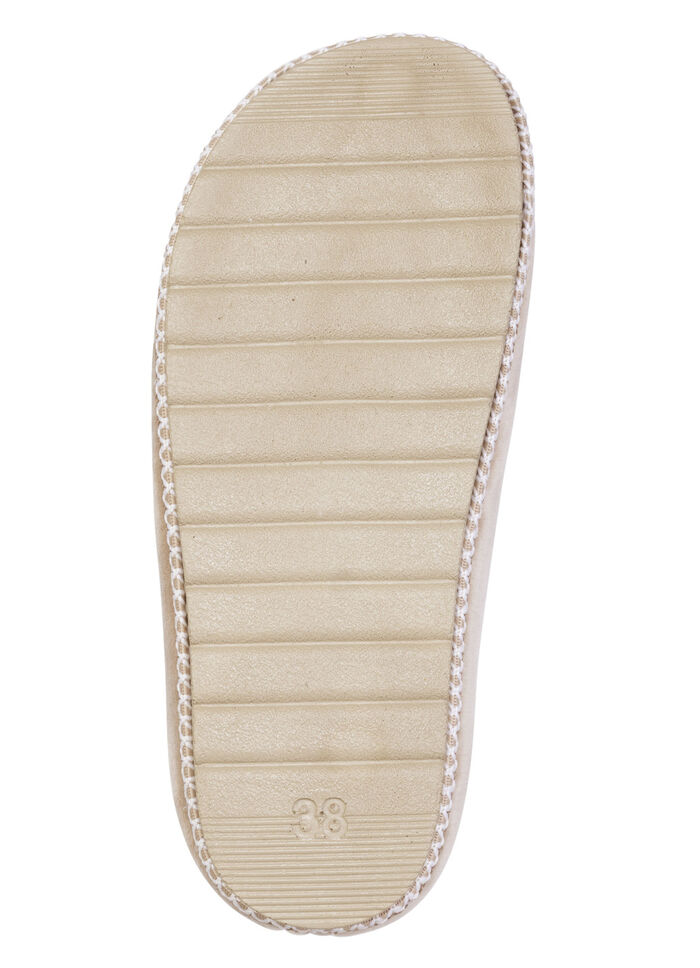 Laurina, klassiska damtofflor, bredd G, med mönstrad kant BEIGE