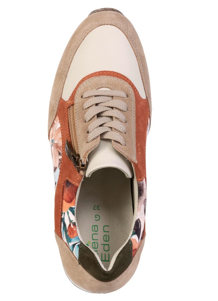 ELENA EDEN, eleganta damsneakers, vidd G, med uttagbar fotb&auml;dd TAUPE-BUNT