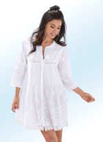 Broderad tunika av ren bomull VIT