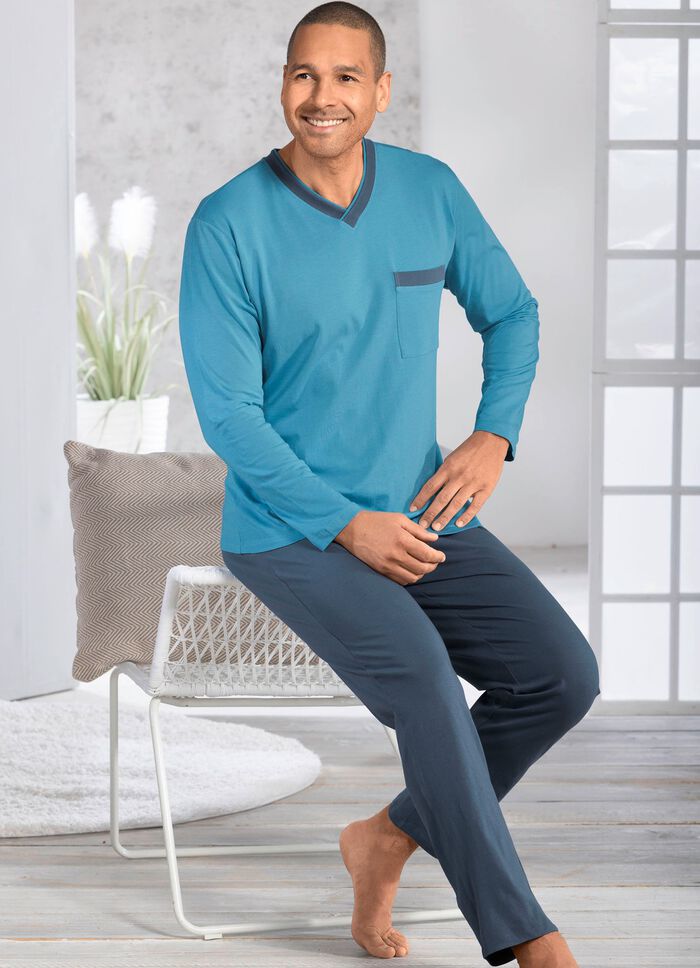 Tv&aring;pack pyjamas med v-ringning och &ouml;ppna f&aring;llar 