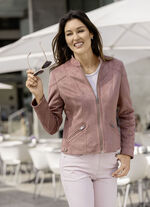 Kort jacka av imiterad mocka 