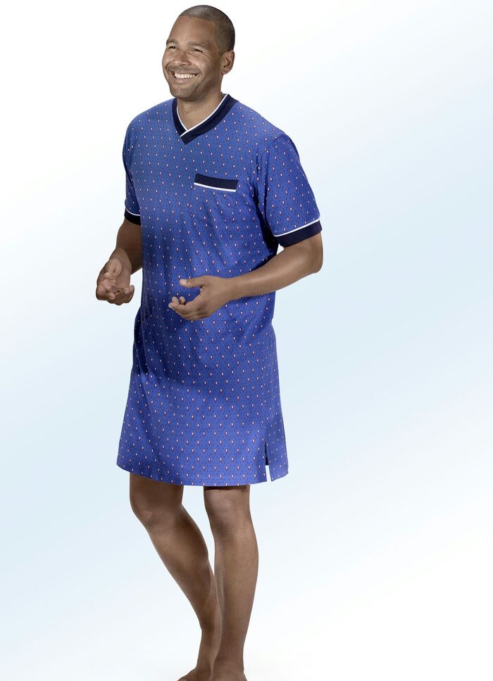 Tv&aring;delat nattlinne med V-ringning och slits i sidan 