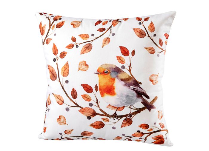 Kuddfodral med f&aring;gel p&aring; gren motiv 