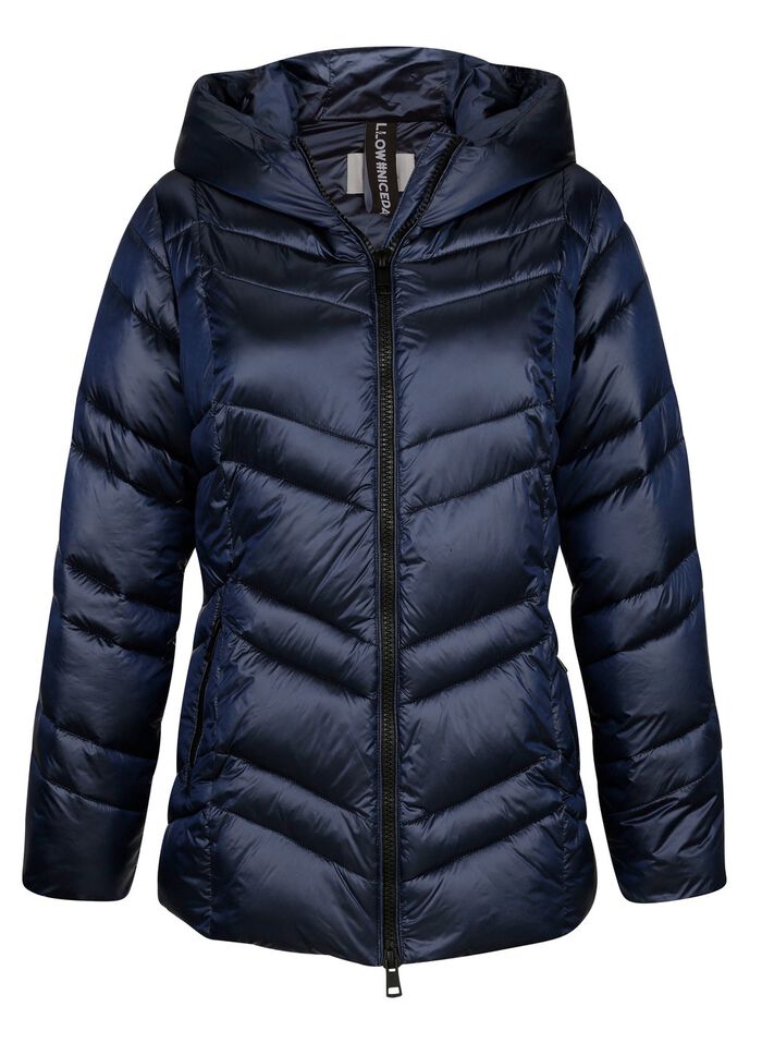 Quiltad jacka med fast huva 