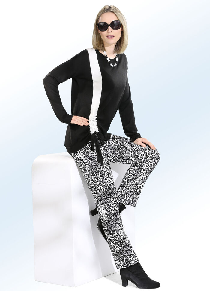 Jacquardbyxor i trendig leoparddesign 