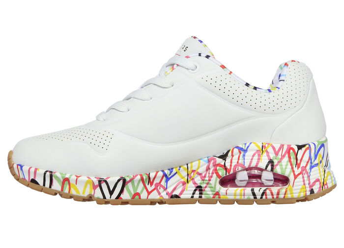 SKECHERS sneakers med snörning delvis tryckta med färgglada hjärtan, 