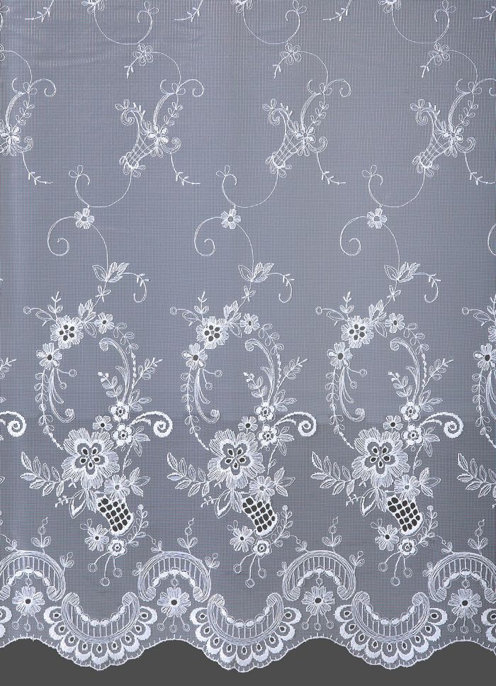 Rullgardin med Plauen-broderi och universalskena WEISS