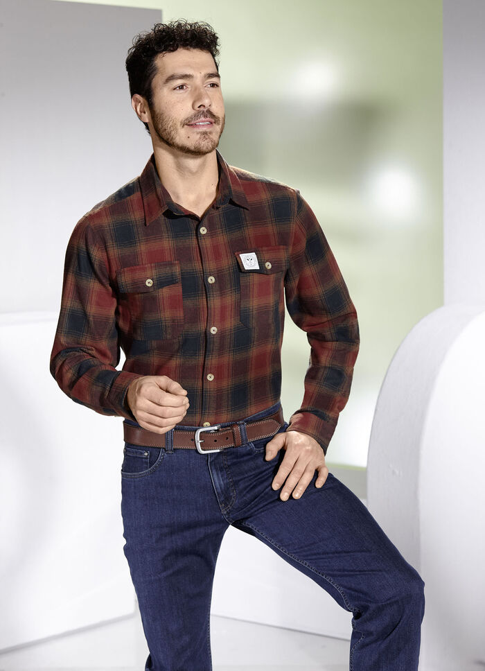 Rutig skjorta med bröstfickor med lock ROST-MARIN RUTIG