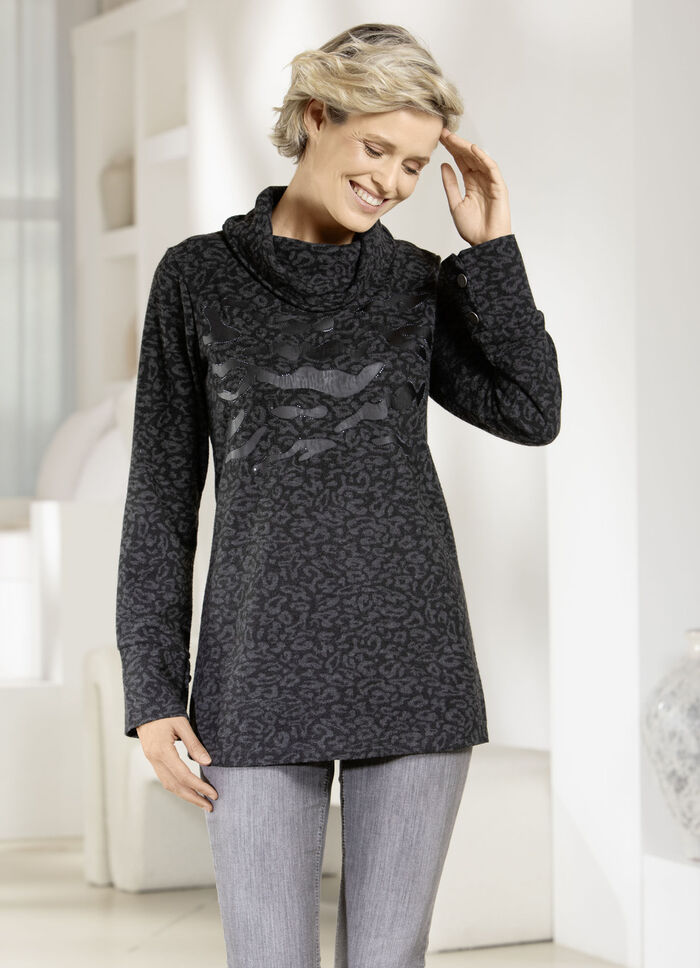 Turtleneck-skjorta med kontrasterande tryck 