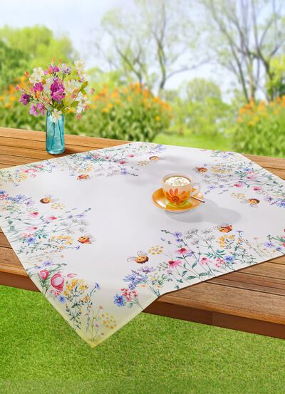 Bord- och rumsdekoration med f&auml;rgglada bi- och blommotiv 