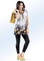 Trendiga svarta leggings SVART-GULD