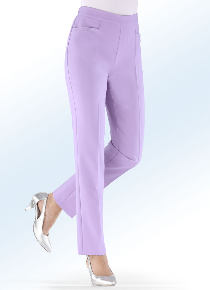 Byxor med gnistrande pärlor och strasskanter LILA