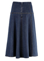 Denimkjol med kontrasterande delande s&ouml;mmar DUNKELBLAU