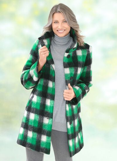 L&aring;ng jacka med rutigt m&ouml;nster 