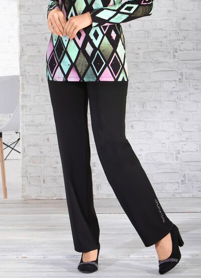 Byxor med vackra strass- och p&auml;rldekorationer 