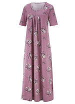 Nattlinne, fotlång med korta ärmar 