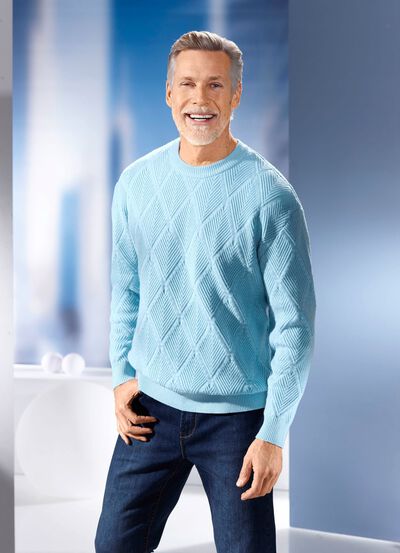 Tr&ouml;ja med rund hals i strukturerad design i 2 f&auml;rger 