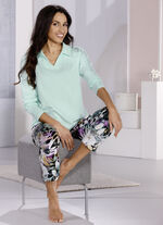 Pyjamas med nedf&auml;llbar krage och bl&auml;ckstr&aring;letryck 