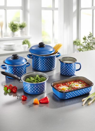 Matlagningsset av h&ouml;gkvalitativ emalj, 5 delar 