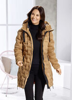 Funktionell kort jacka med fast huva KARAMELL