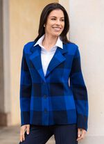 Stickad kavaj i grafiskt jacquardm&ouml;nster 