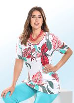 Charmig l&aring;ng skjorta med pipad halsringning 