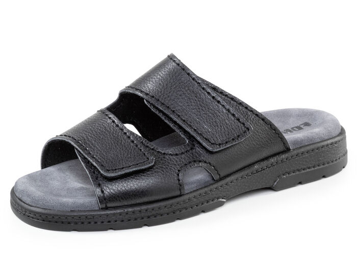 Bekväma herrslippers, bredd K, med kardborreband SCHWARZ