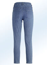 Jeans med trendig prickdesign JEANS BLÅ
