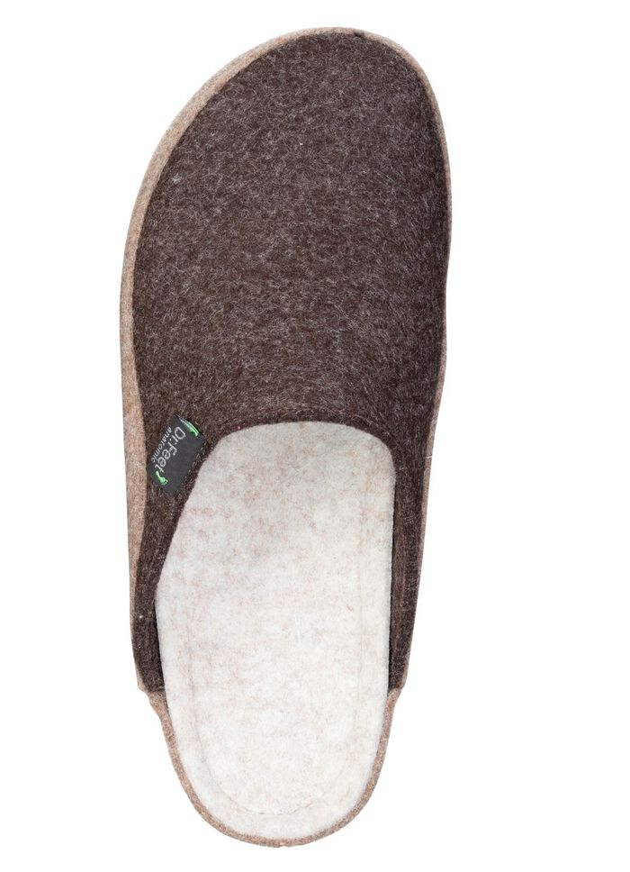 Bekv&auml;ma herrtofflor av ullfilt BRUNT
