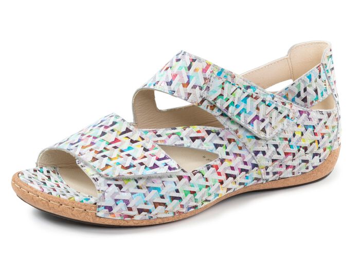 Ranger-sandal gjord av effektivt tryckt nubuckl&auml;der ECRU-F&Auml;RGGLAD